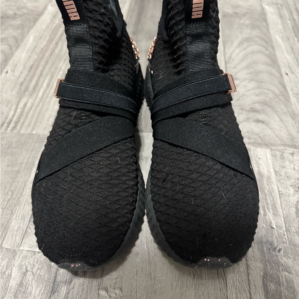 Puma Black Knit Cross-Strap Sneakers